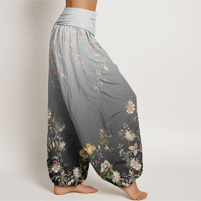 Breathable Cotton Botanical Print Meditation Harem Pants