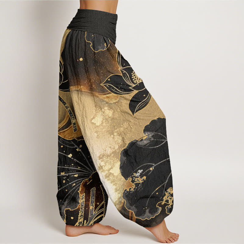 Tactile Cotton Lotus Pattern Meditation Harem Pants