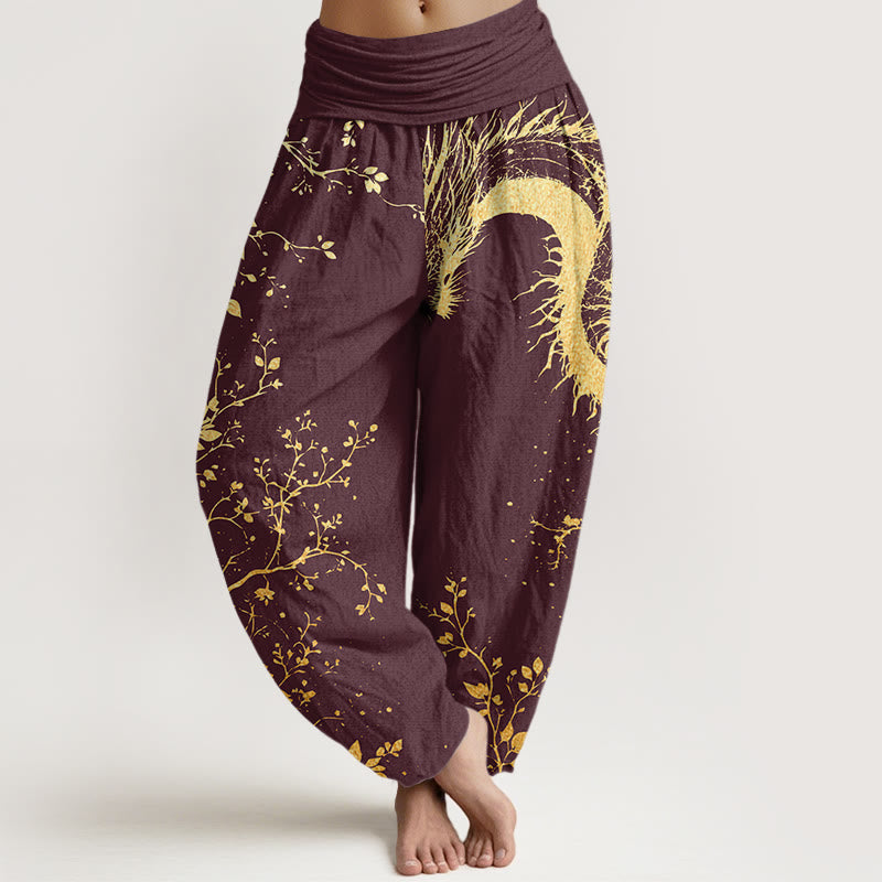 Tactile Cotton Pleated Waist Meditation Harem Pants