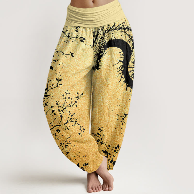 Tactile Cotton Pleated Waist Meditation Harem Pants