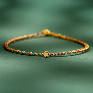 Colorful Rope Luck Coin Bead Abundance Extra Thin Braided Bracelet