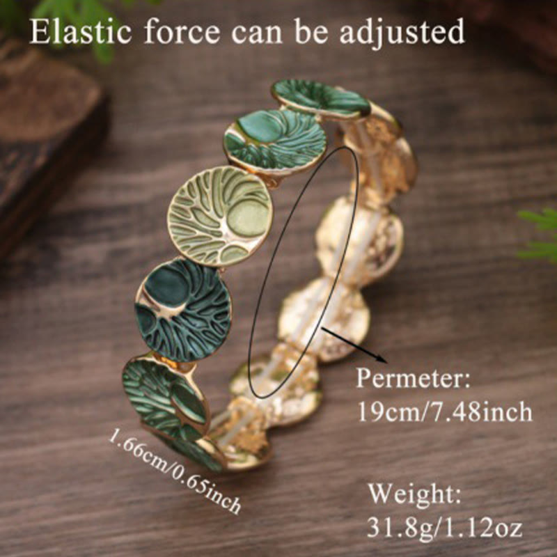 Artistic Tree of Life Enamel Inlay Adjustable Bracelet