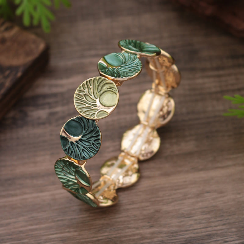 Artistic Tree of Life Enamel Inlay Adjustable Bracelet