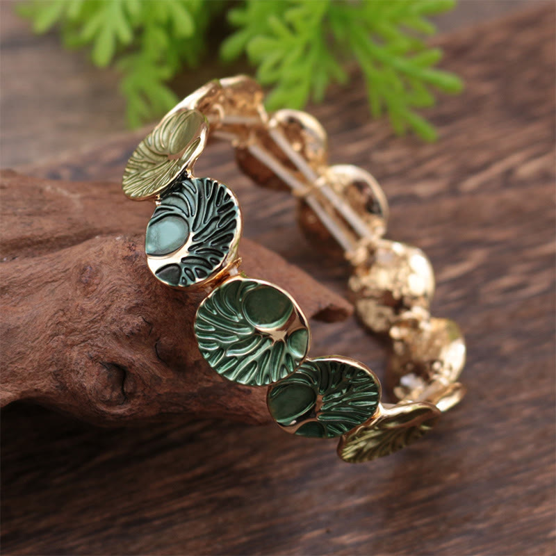 Artistic Tree of Life Enamel Inlay Adjustable Bracelet