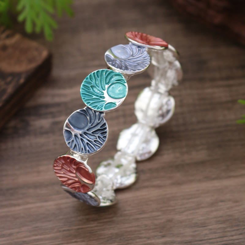 Artistic Tree of Life Enamel Inlay Adjustable Bracelet