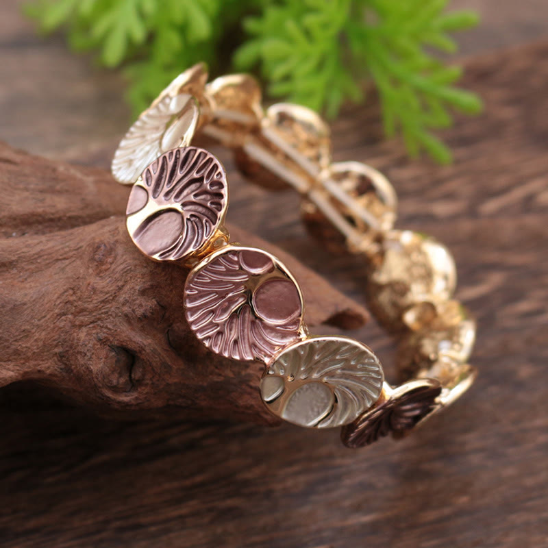 Artistic Tree of Life Enamel Inlay Adjustable Bracelet
