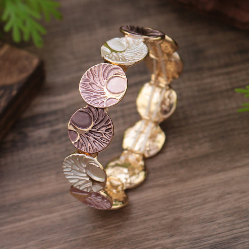 Artistic Tree of Life Enamel Inlay Adjustable Bracelet