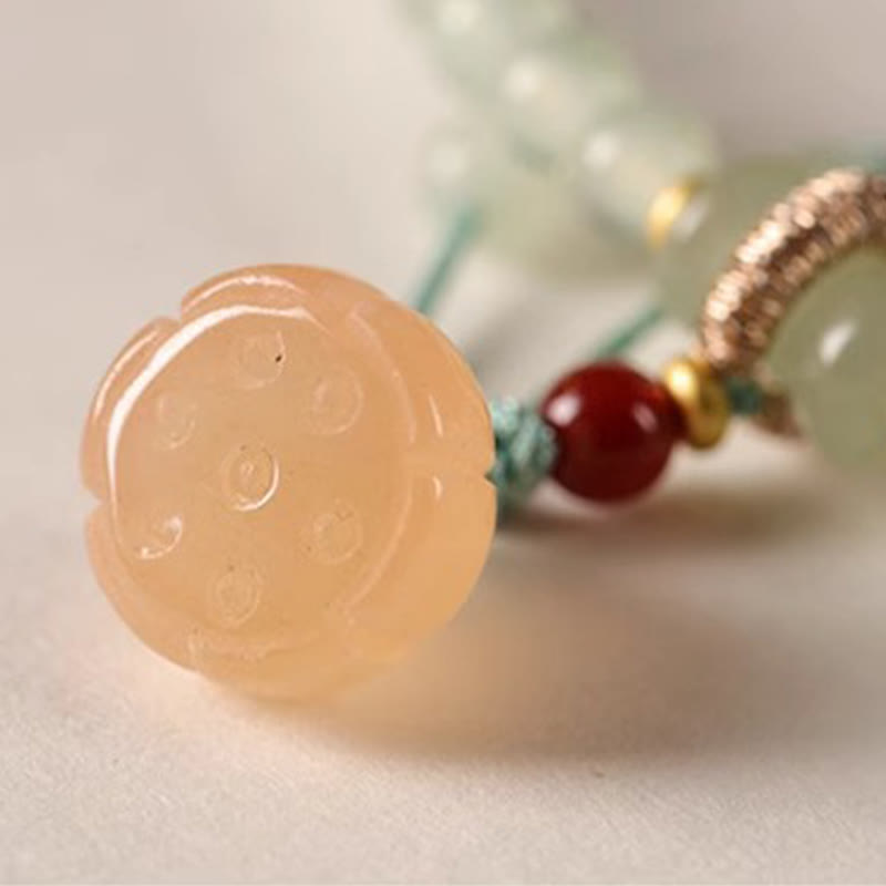 Natural Green Aventurine Multi-Strand Bamboo & Lotus Pod Charm Bracelet