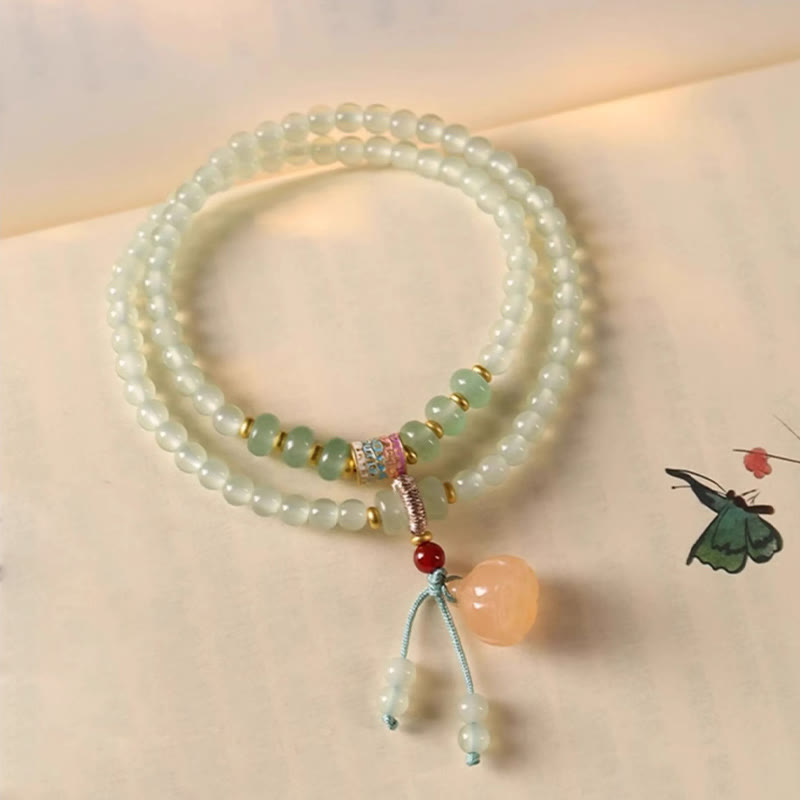 Natural Green Aventurine Multi-Strand Bamboo & Lotus Pod Charm Bracelet