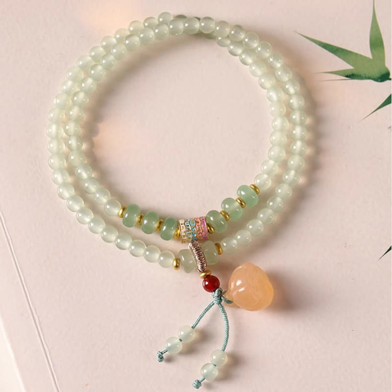 Natural Green Aventurine Multi-Strand Bamboo & Lotus Pod Charm Bracelet