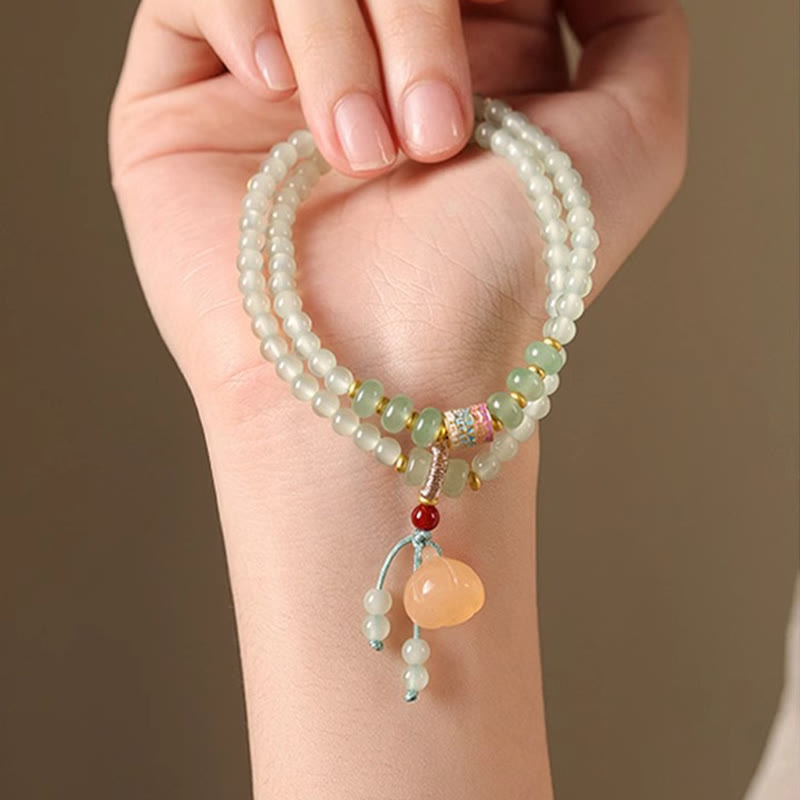 Natural Green Aventurine Multi-Strand Bamboo & Lotus Pod Charm Bracelet