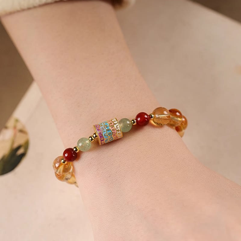 Natural Citrine Colorful Prayer Wheel Creativity Bracelet