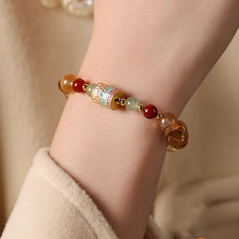 Natural Citrine Colorful Prayer Wheel Creativity Bracelet
