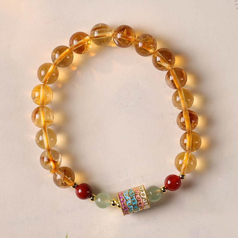 Natural Citrine Colorful Prayer Wheel Creativity Bracelet