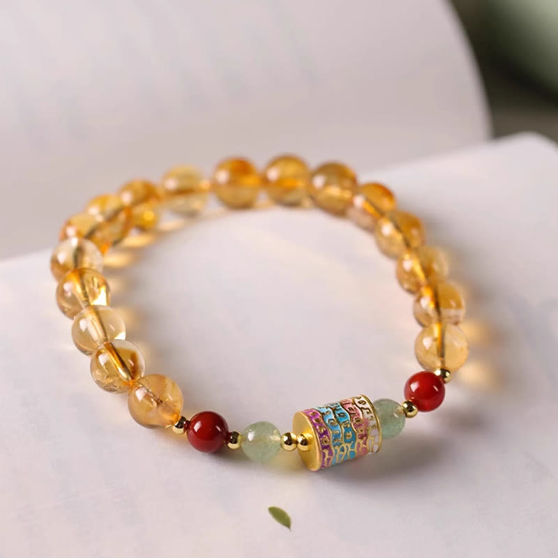 Natural Citrine Colorful Prayer Wheel Creativity Bracelet