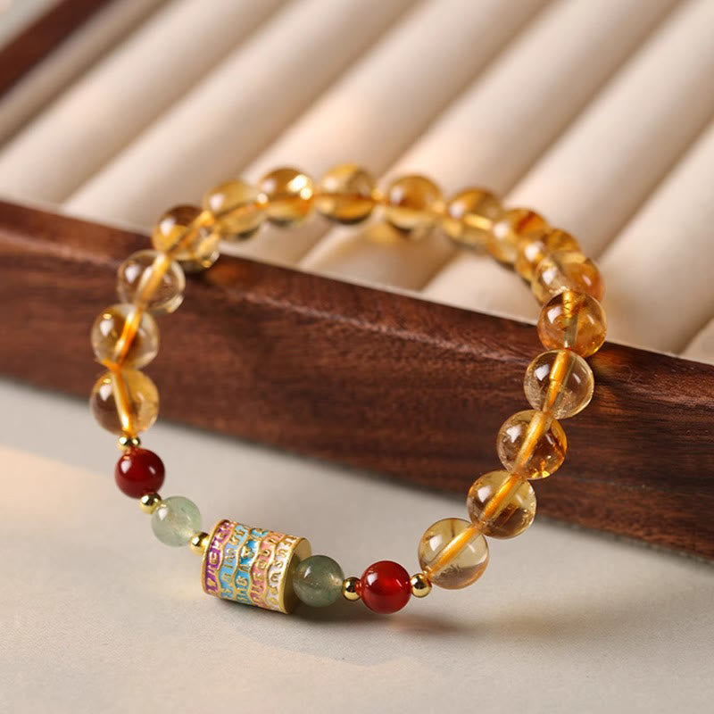 Natural Citrine Colorful Prayer Wheel Creativity Bracelet