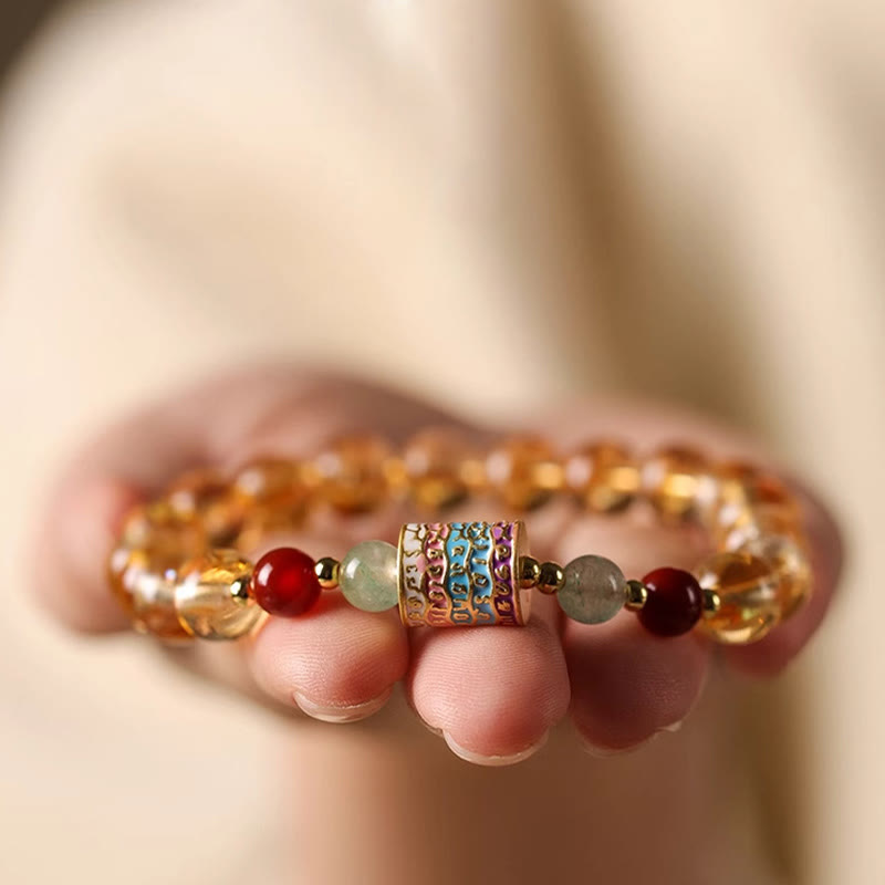 Natural Citrine Colorful Prayer Wheel Creativity Bracelet
