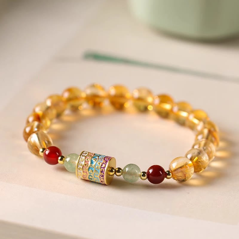 Natural Citrine Colorful Prayer Wheel Creativity Bracelet