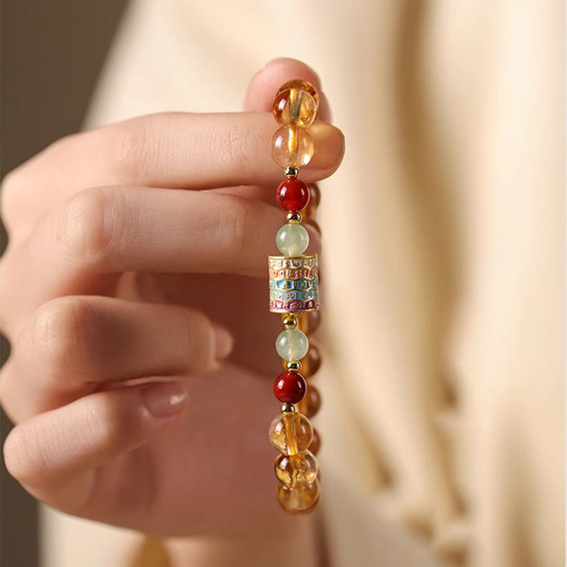 Natural Citrine Colorful Prayer Wheel Creativity Bracelet