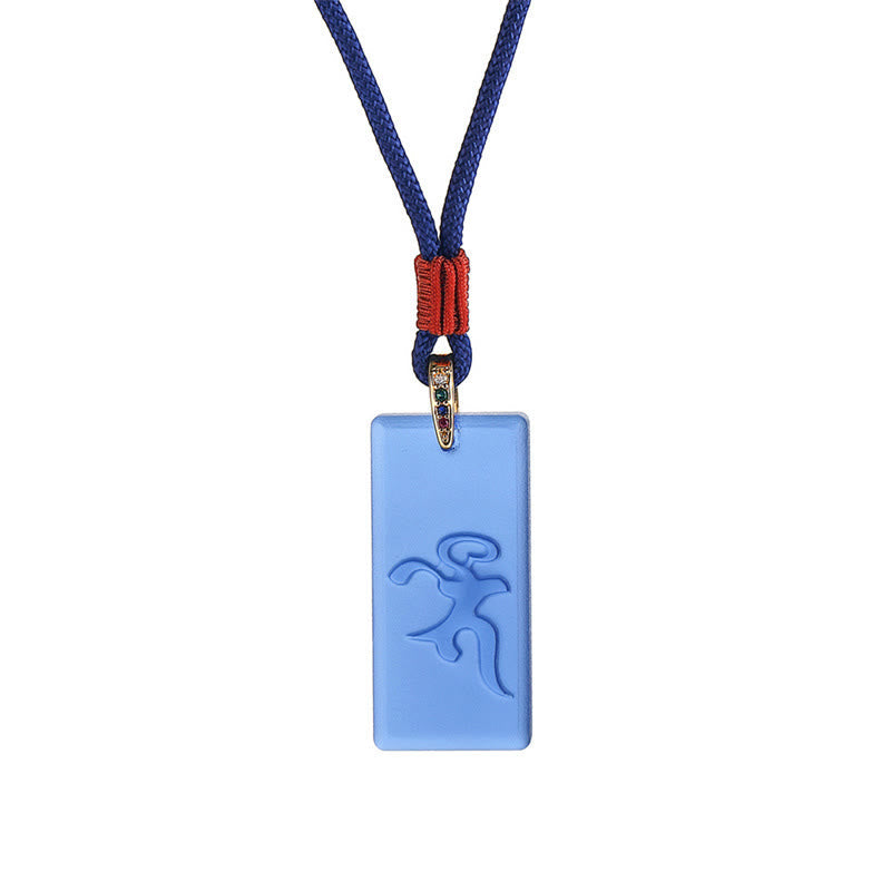 Tibetan Green Tara Medicine Buddha Sanskrit Pattern Liuli Crystal Protection Necklace Pendant