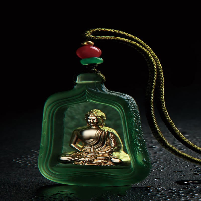 Tibetan Medicine Buddha Liuli Crystal Compassion Serenity Necklace Pendant