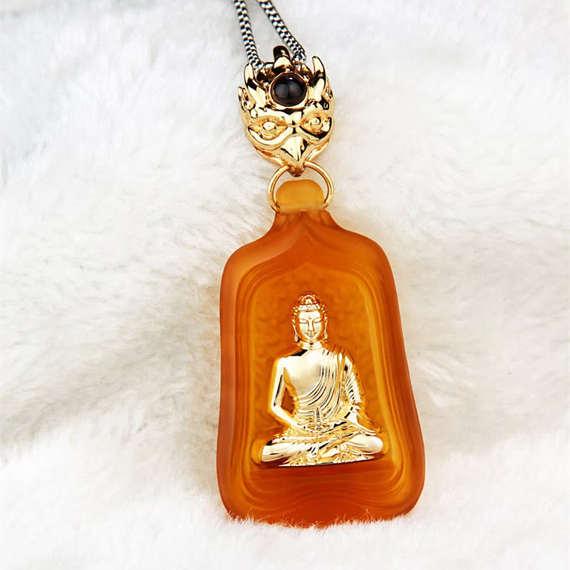 Tibetan Medicine Buddha Liuli Crystal Compassion Serenity Necklace Pendant