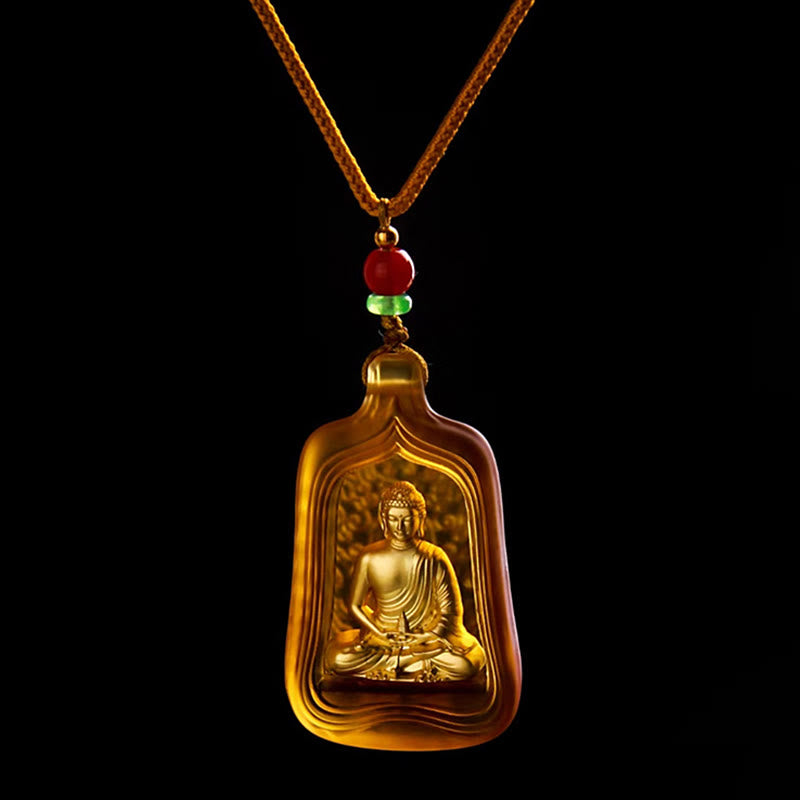 Tibetan Medicine Buddha Liuli Crystal Compassion Serenity Necklace Pendant