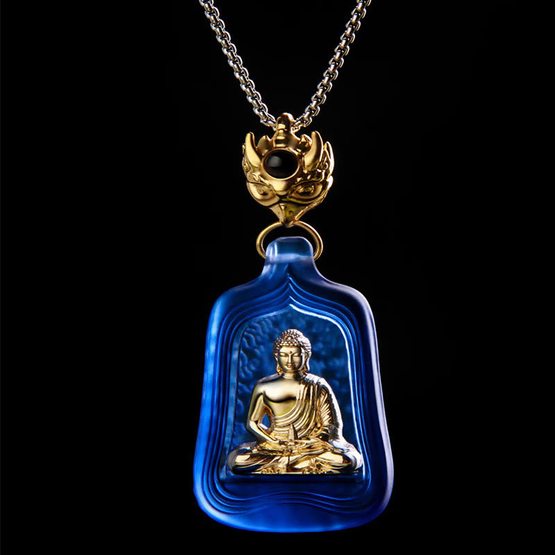 Tibetan Medicine Buddha Liuli Crystal Compassion Serenity Necklace Pendant