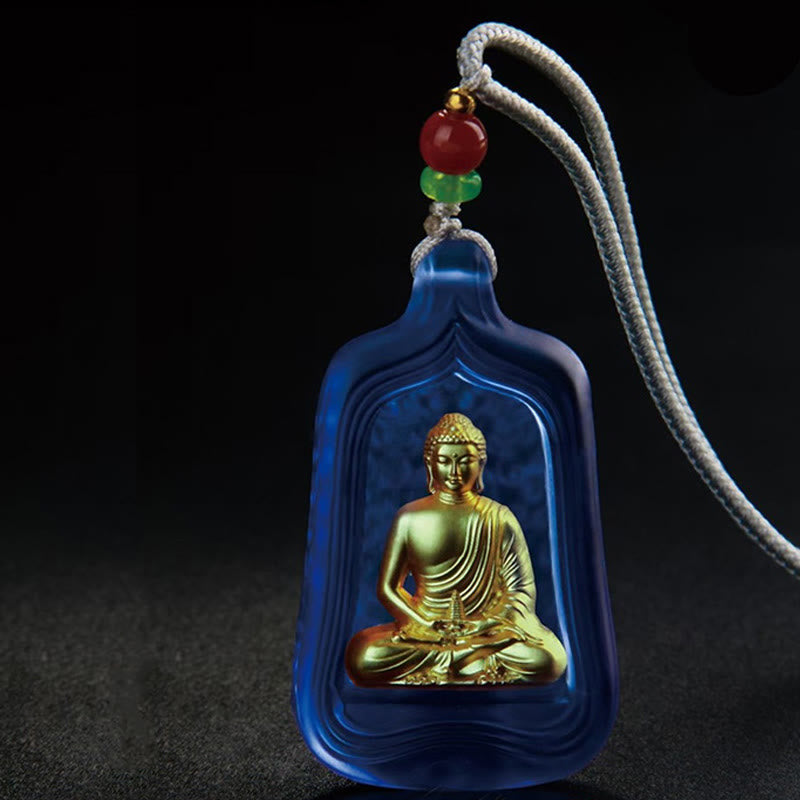 Tibetan Medicine Buddha Liuli Crystal Compassion Serenity Necklace Pendant