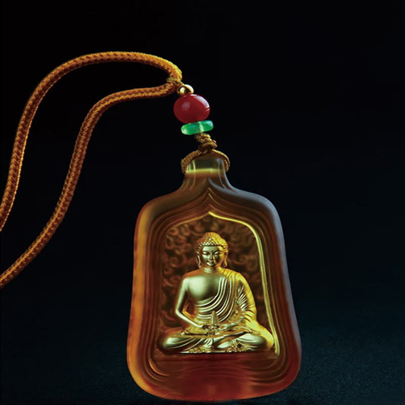 Tibetan Medicine Buddha Liuli Crystal Compassion Serenity Necklace Pendant