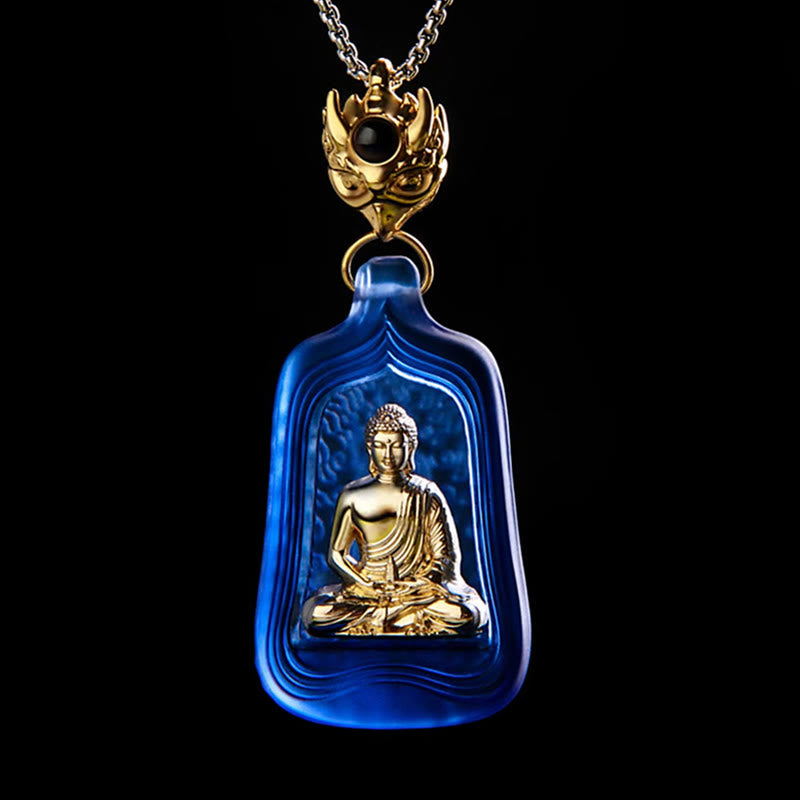 Tibetan Medicine Buddha Liuli Crystal Compassion Serenity Necklace Pendant