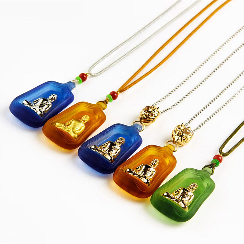 Tibetan Medicine Buddha Liuli Crystal Compassion Serenity Necklace Pendant