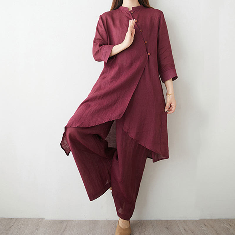 Tactile Cotton Blend Wide-Leg Women's Meditation Set