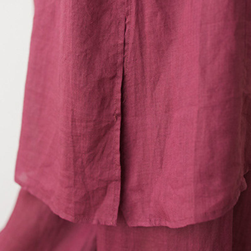 Tactile Cotton Blend Wide-Leg Women's Meditation Set