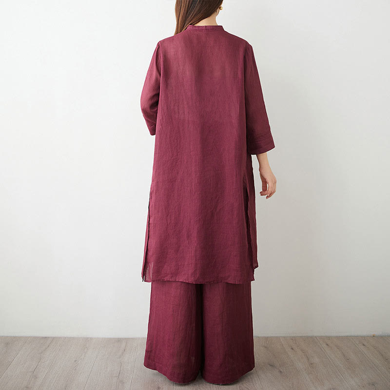 Tactile Cotton Blend Wide-Leg Women's Meditation Set