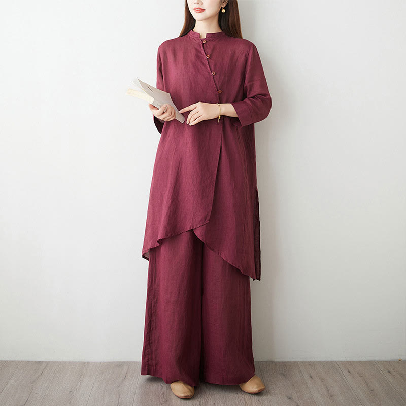 Tactile Cotton Blend Wide-Leg Women's Meditation Set