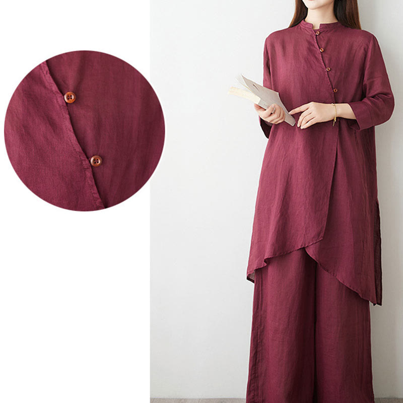 Tactile Cotton Blend Wide-Leg Women's Meditation Set