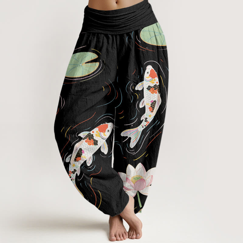 Tactile Cotton Lotus Print Meditation Harem Pants