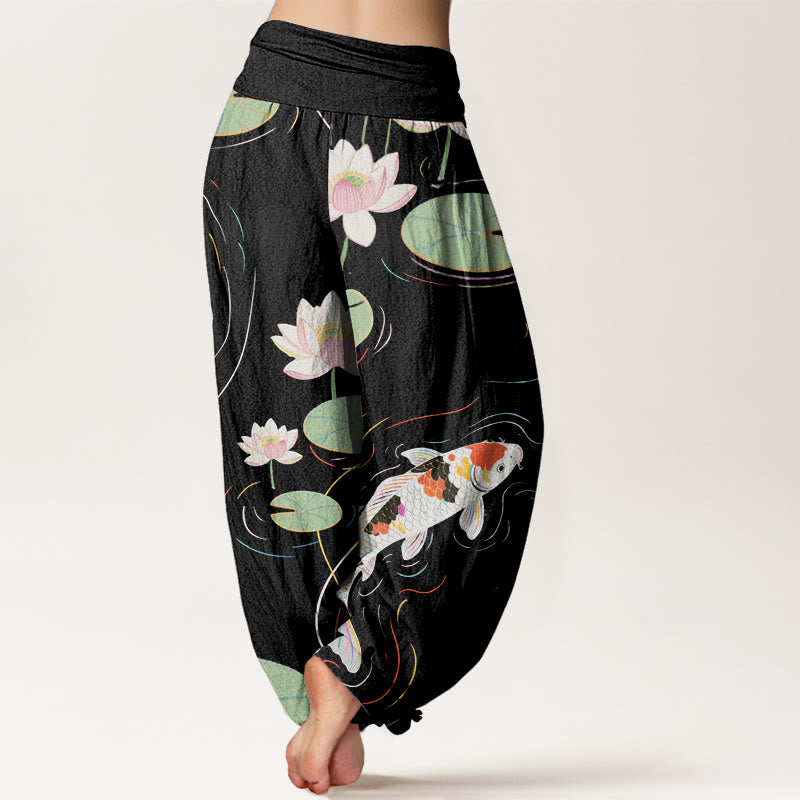 Tactile Cotton Lotus Print Meditation Harem Pants