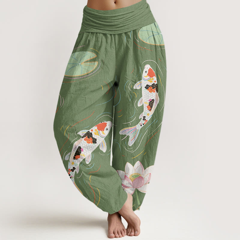 Tactile Cotton Lotus Print Meditation Harem Pants