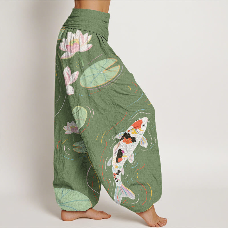Tactile Cotton Lotus Print Meditation Harem Pants