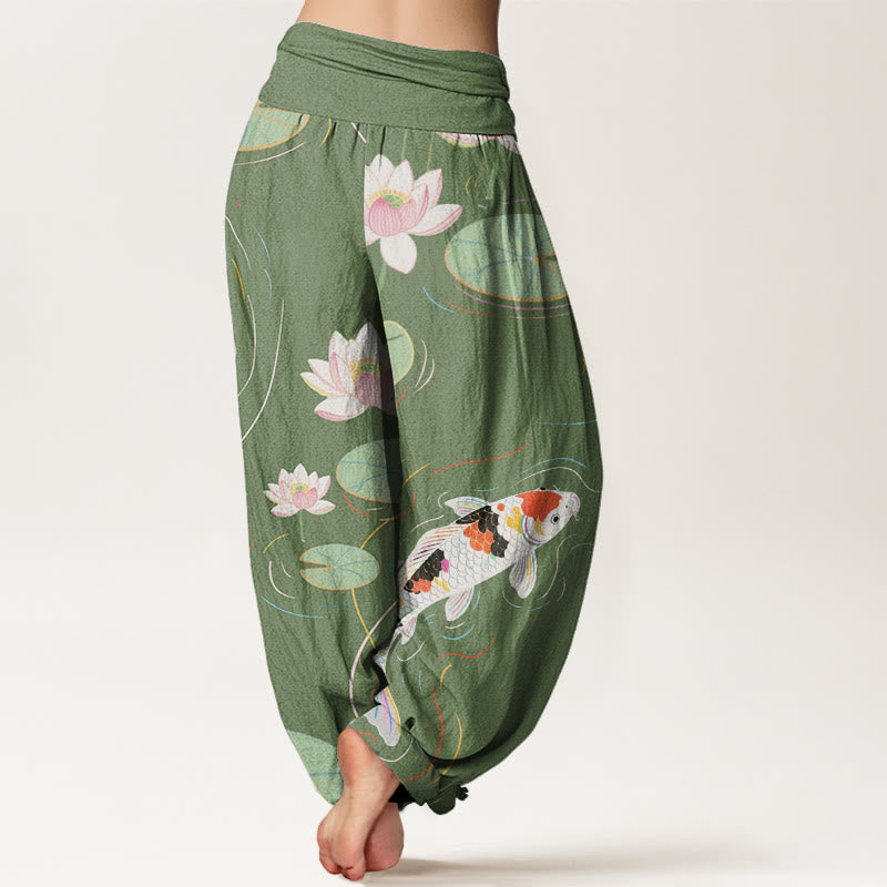 Tactile Cotton Lotus Print Meditation Harem Pants