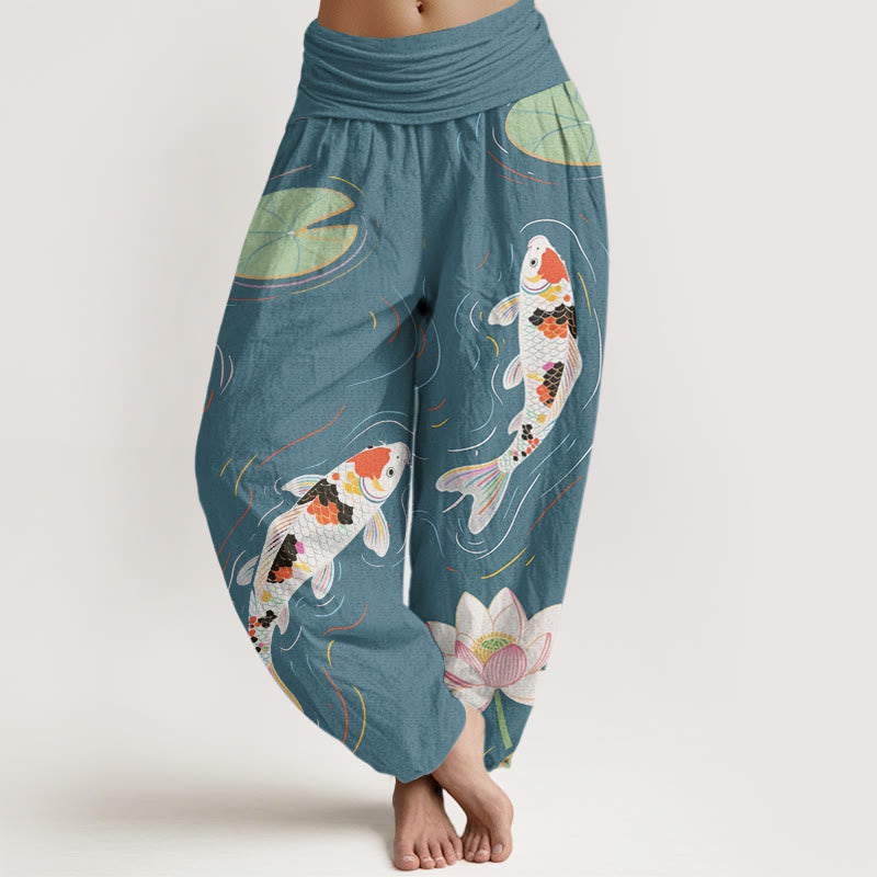 Tactile Cotton Lotus Print Meditation Harem Pants