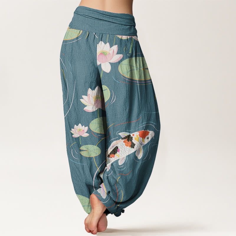 Tactile Cotton Lotus Print Meditation Harem Pants