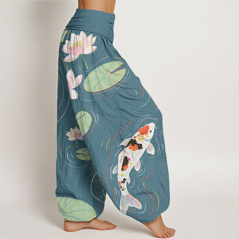 Tactile Cotton Lotus Print Meditation Harem Pants