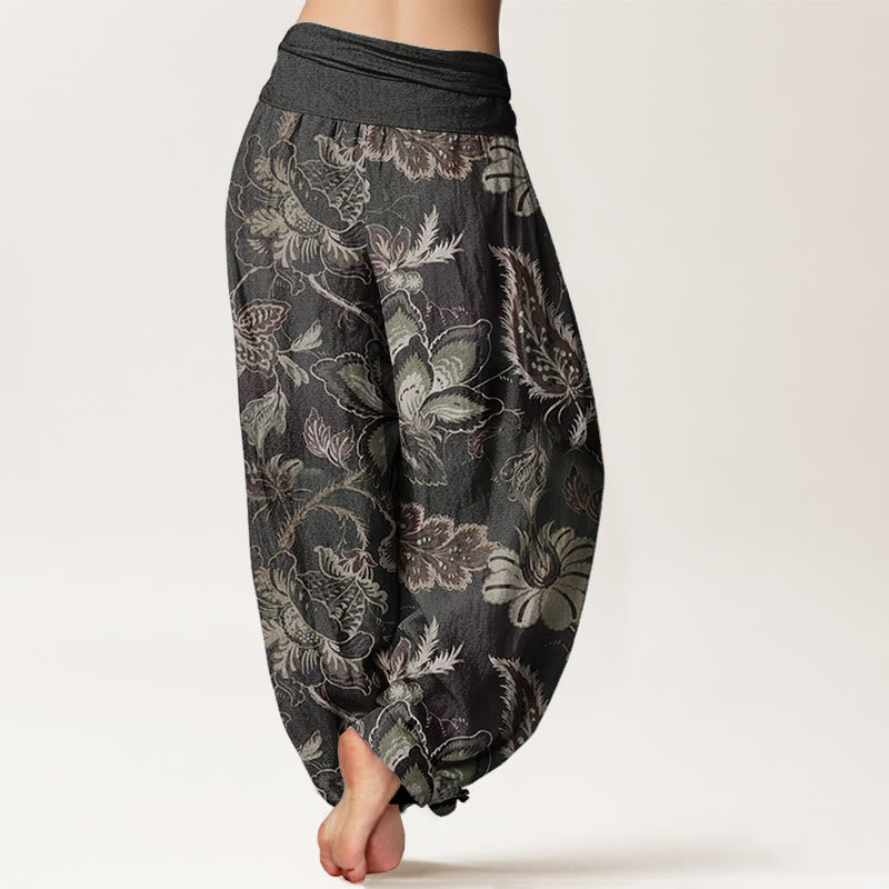 Tactile Cotton Botanical Print Unrestricted Meditation Harem Pants