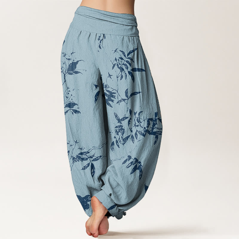 Breathable Cotton Branch Print Meditation Harem Pants