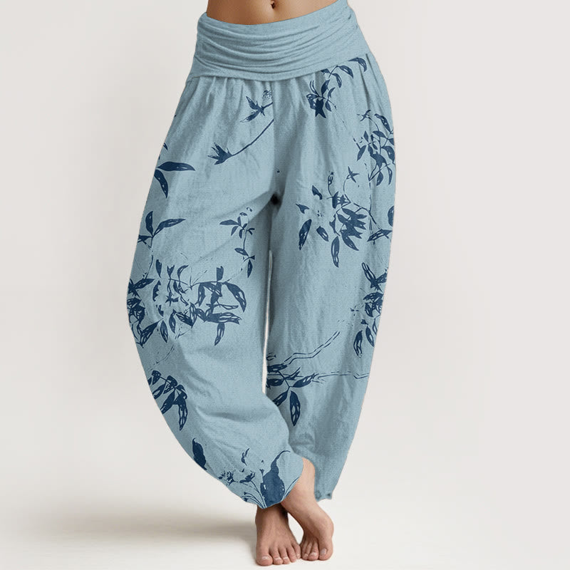 Breathable Cotton Branch Print Meditation Harem Pants