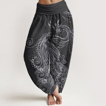 Pure Cotton Pleated Waist Peacock Meditation Harem Pants
