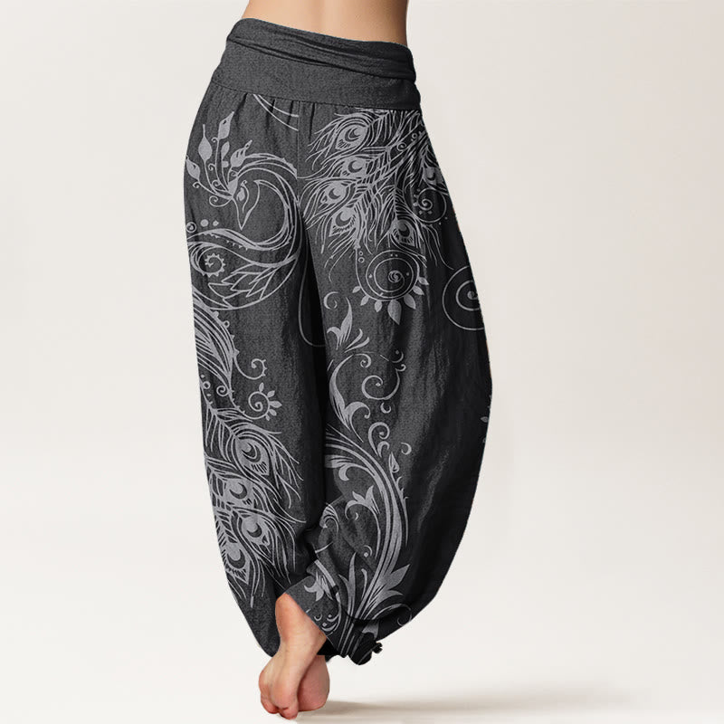 Pure Cotton Pleated Waist Peacock Meditation Harem Pants